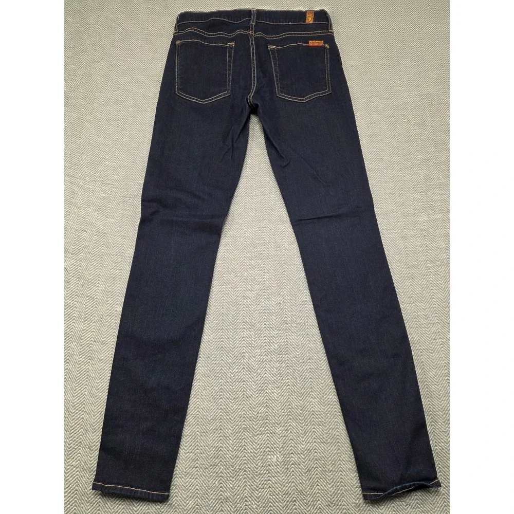 7 For All Mankind The Skinny Jeans Womens 27 Dark Indigo Stretch Denim Made USA‎